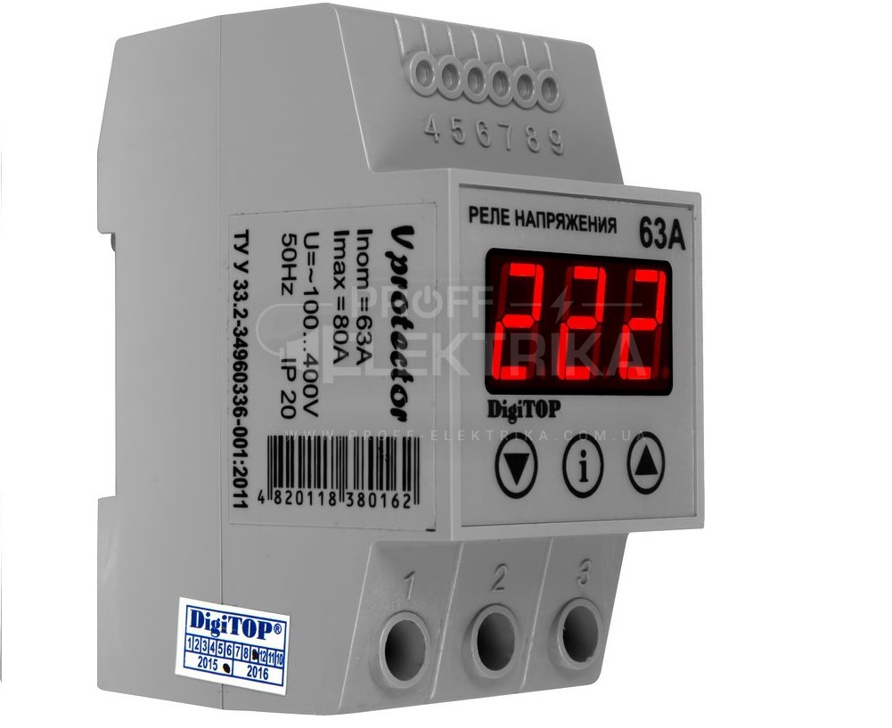 Фото Реле напряжения  Vp-63A  63A (70A)  Digi Top