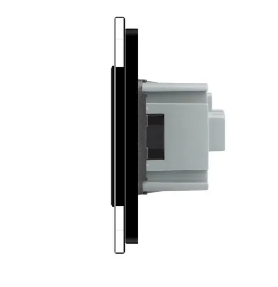 Фото 2 Сенсорний димер 2 сенсори 1 розетка чорне скло 1-1 Livolo