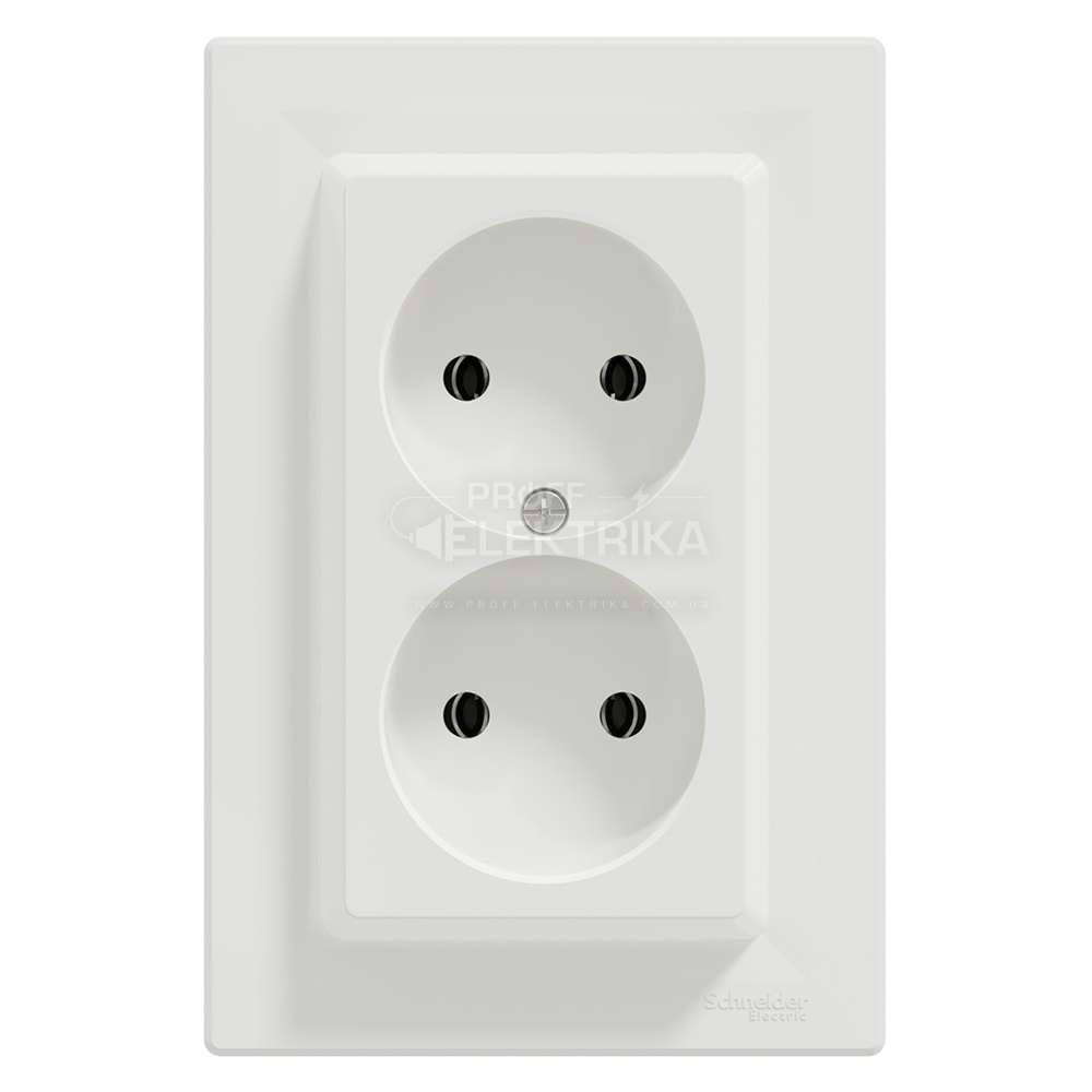 Фото Розетка двойная Schneider Electric Asfora без заземления белая
