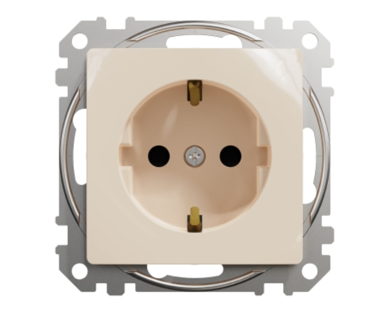 Фото 3 Розетка Sedna Design із заземленням та шторками бежева Schneider Electric