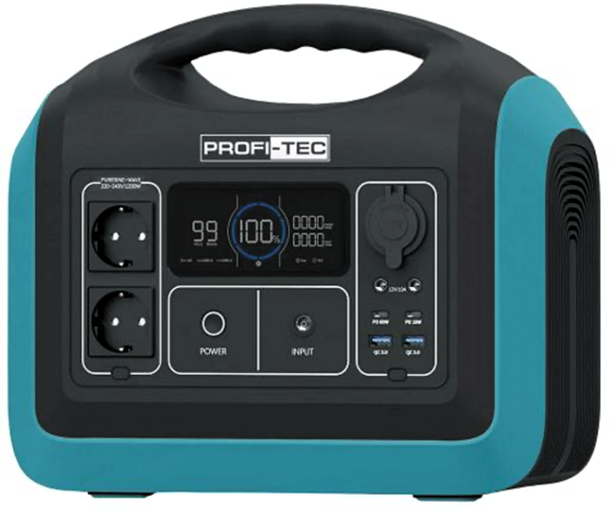 Фото Портативна зарядна станція PROFI-TEC PPS1200 LiFePO₄ 1200 Вт/макс. 1500 Вт батарея 992 Вт·год