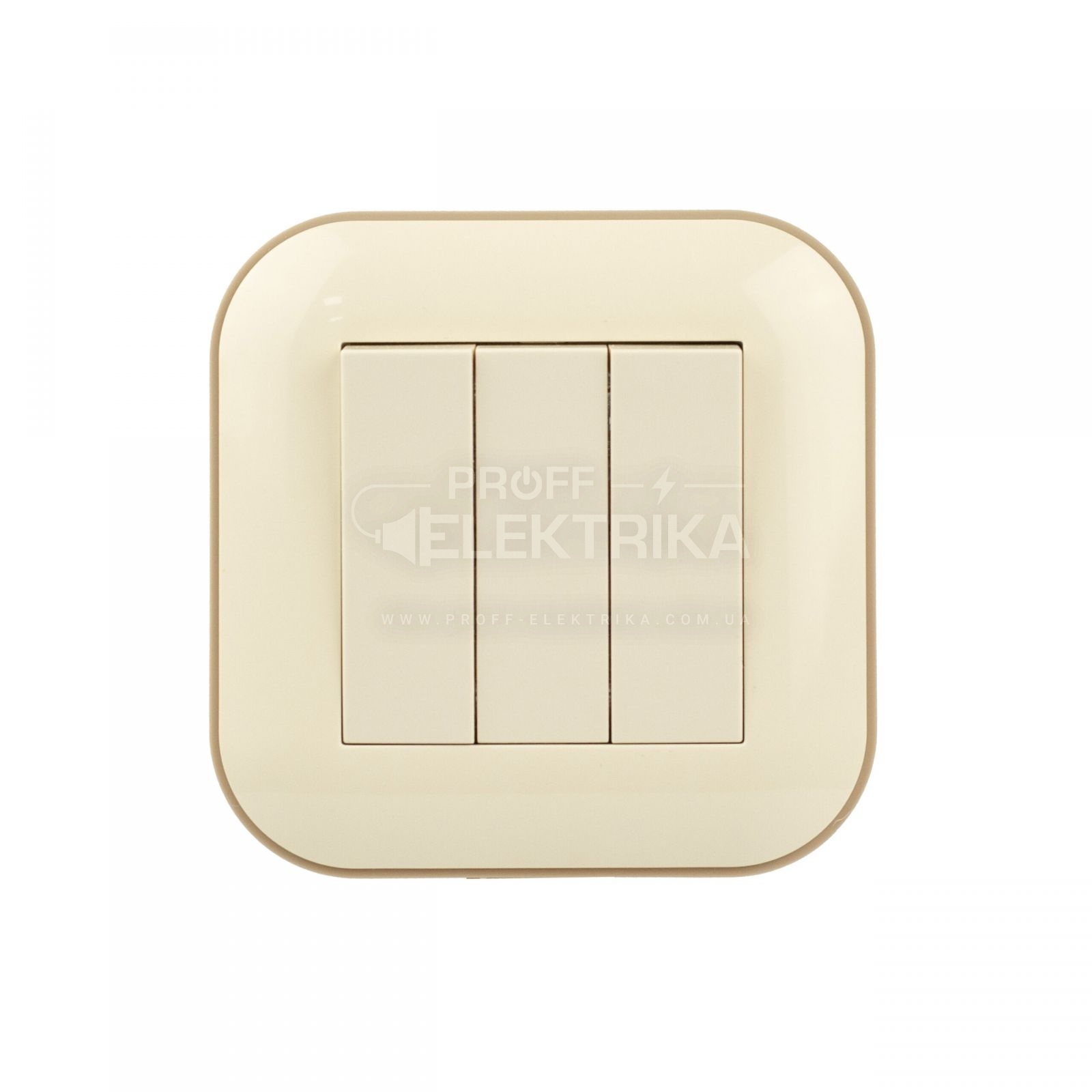 Фото Выключатель трехклавишный Кремовый крафтовый LOFT