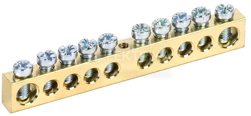 Фото Шина земля-ноль 10 груп крепёж по центру 100А ІЕК