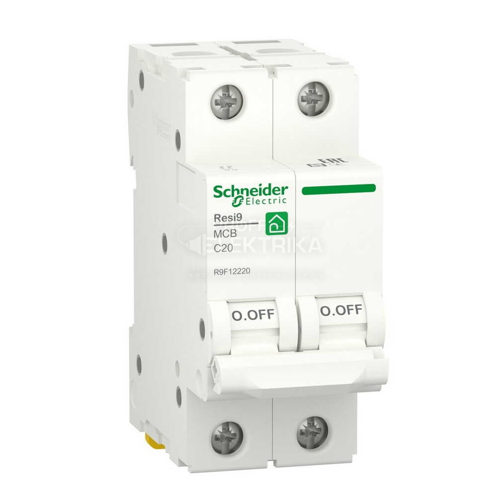 Фото Автоматичний вимикач 2P 20A 6kA С RESI9 Schneider