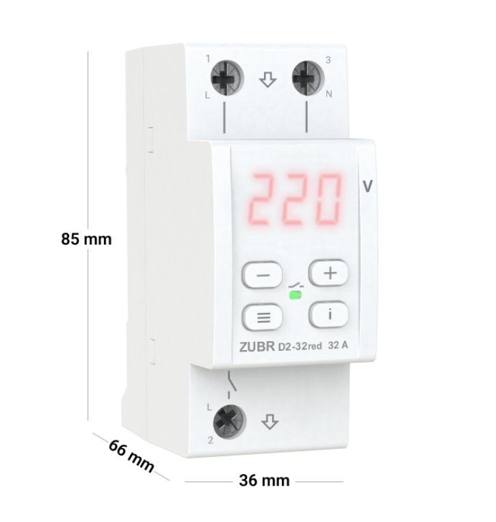 Фото 2 Реле напруги ZUBR D2 32 red