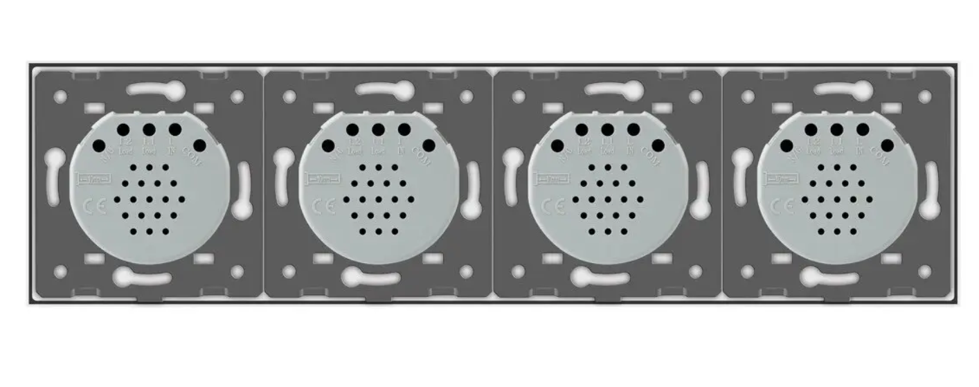 Фото 4 Сенсорний прохідний перехресний вимикач 4 сенсори 1-1-1-1 біле скло Livolo