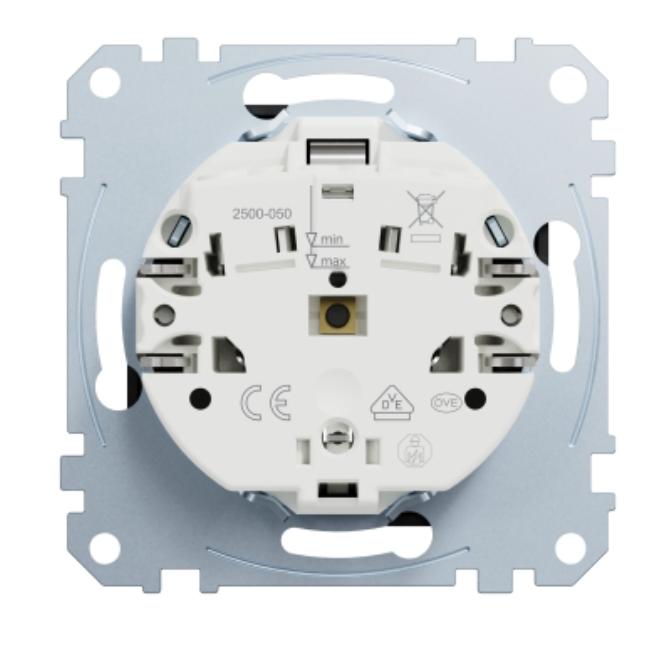 Фото 5 Механізм розетки SCHUKO із захисними шторками Merten System M Ocean Plastic матовий чорний