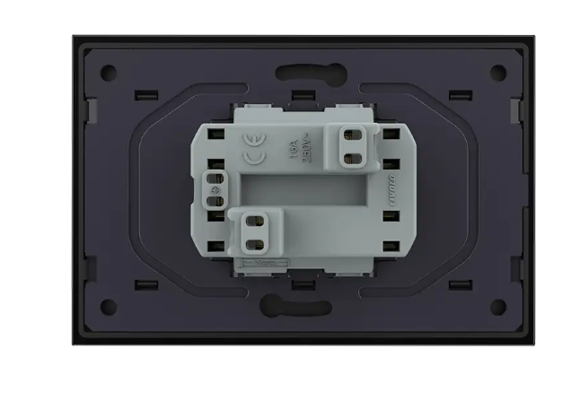 Фото 4 Розетка двойная с заземлением черное стекло Livolo