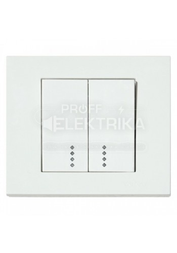 Фото Вимикач двоклавішний із підсвічуванням Білий GRANO