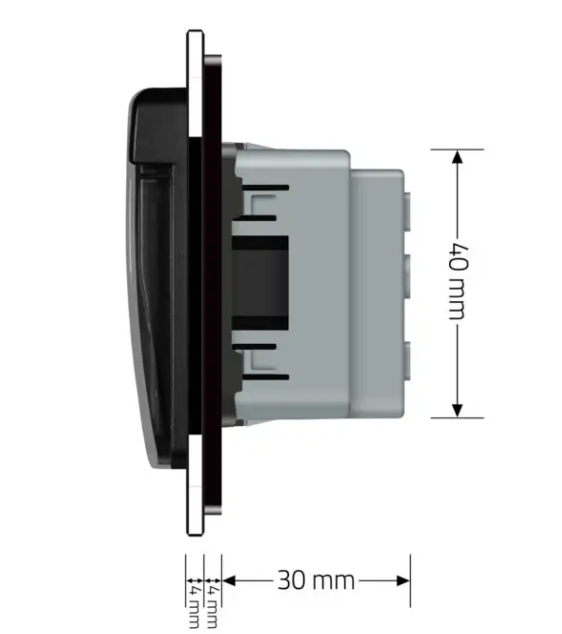 Фото 5 Розетка тройная влагозащитная с крышкой черное стекло Livolo