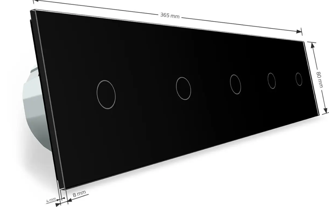 Фото 5 Сенсорный выключатель 5 сенсоров 1-1-1-1-1 черное стекло Livolo