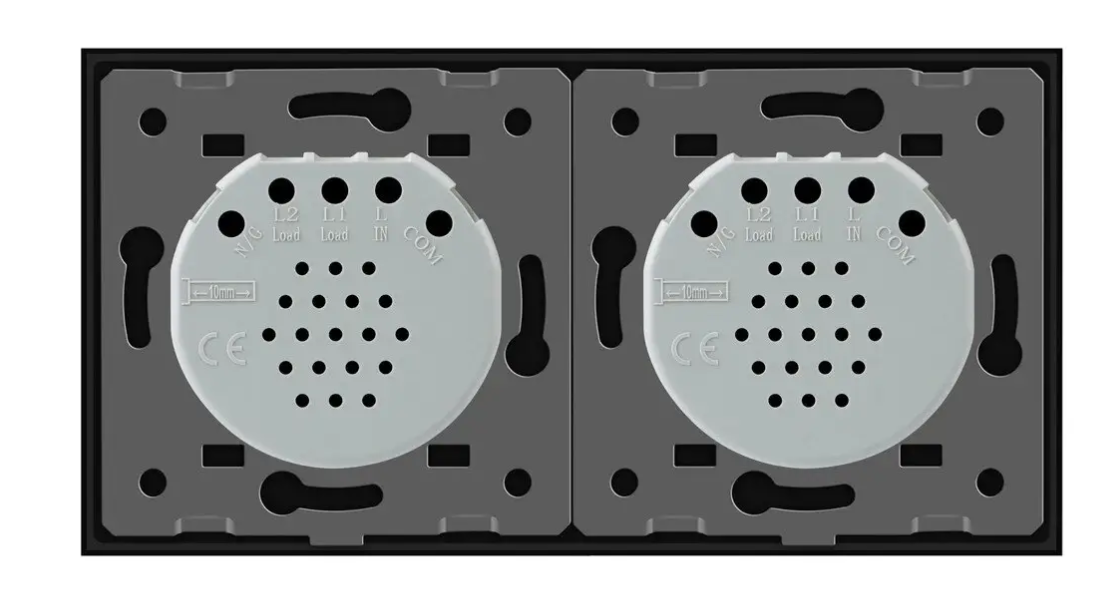 Фото 4 Бесконтактный выключатель 2 сенсора 1-1 черное стекло Livolo