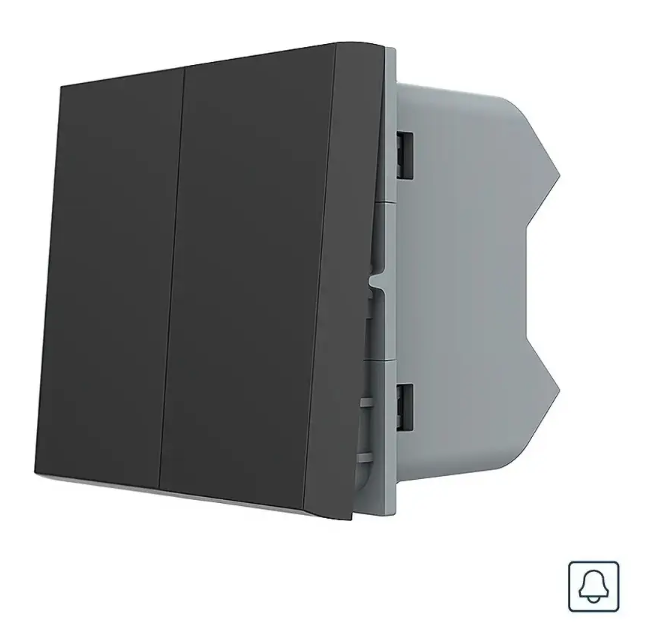 Фото Механізм двоклавішний Кнопковий вимикач без фіксації чорний Livolo