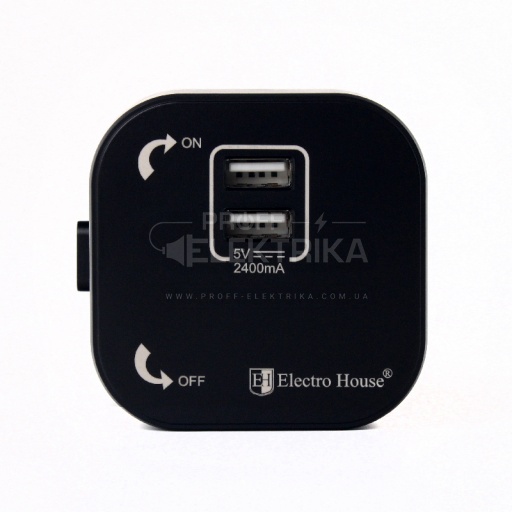 Фото Розетка трекова подвійна USB Pandora Чорна