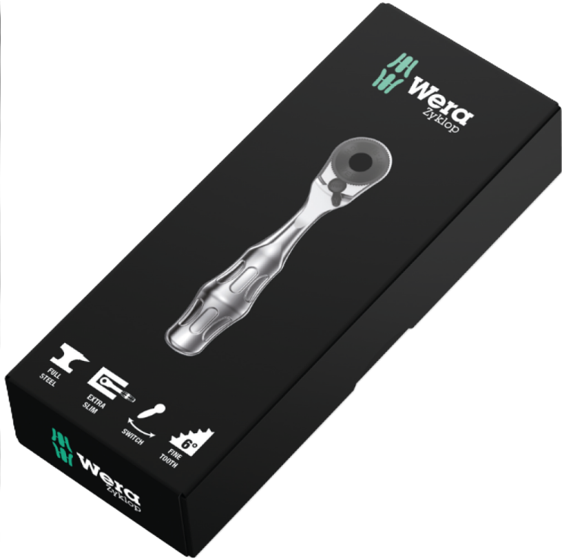 Фото 2 Тріскачка Wera Zyklop mini 8001 A SB з адаптером 1/4" 05073230001