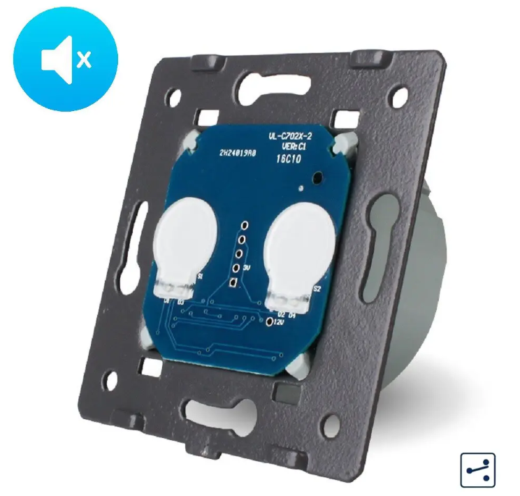 Фото Механизм сенсорный бесшумный проходной/перекрестный выключатель 2 сенсора Livolo