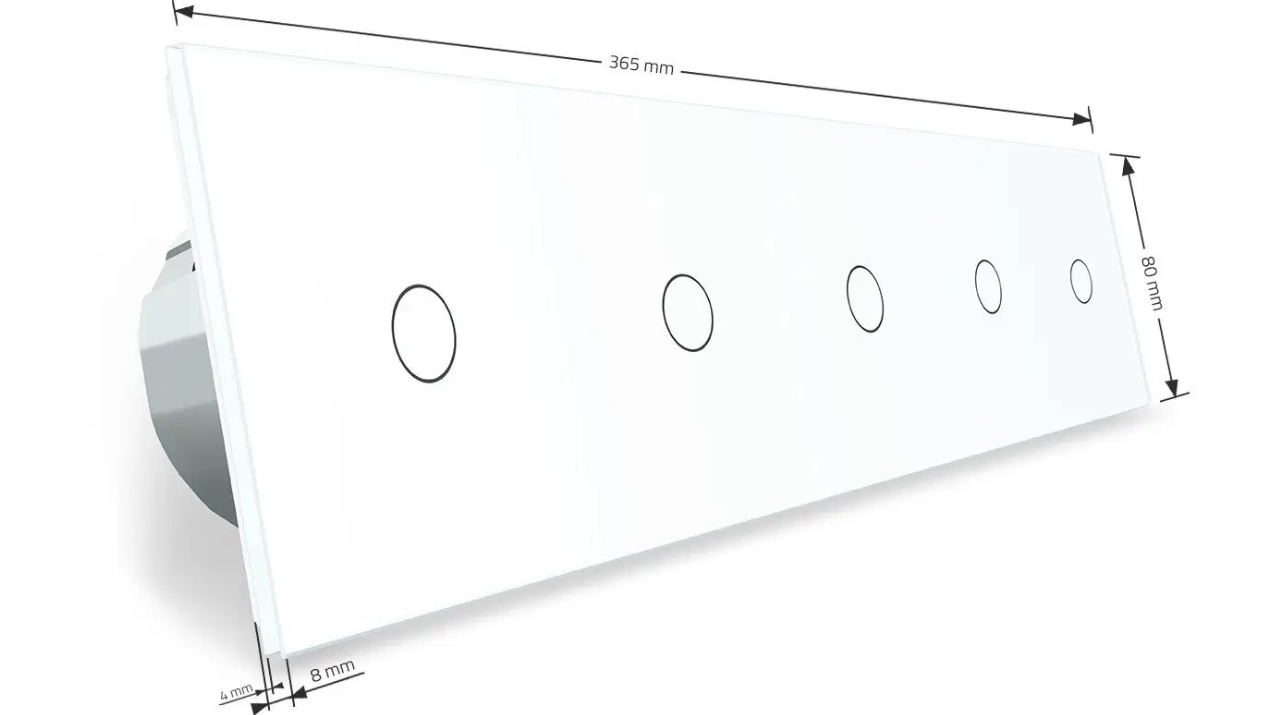 Фото 5 Сенсорний вимикач 5 сенсорів 1-1-1-1-1 біле скло Livolo