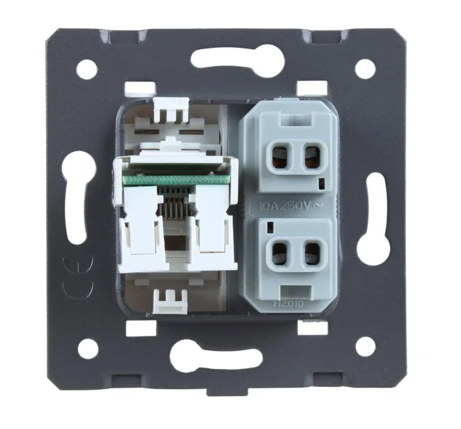 Фото 3 Механізм універсальна розетка та комп'ютерна розетка RJ-45 білий Livolo