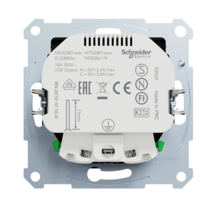 Фото 4 Розетка с двойной USB-зарядкой 3 А тип А+С Merten System M черный матовый