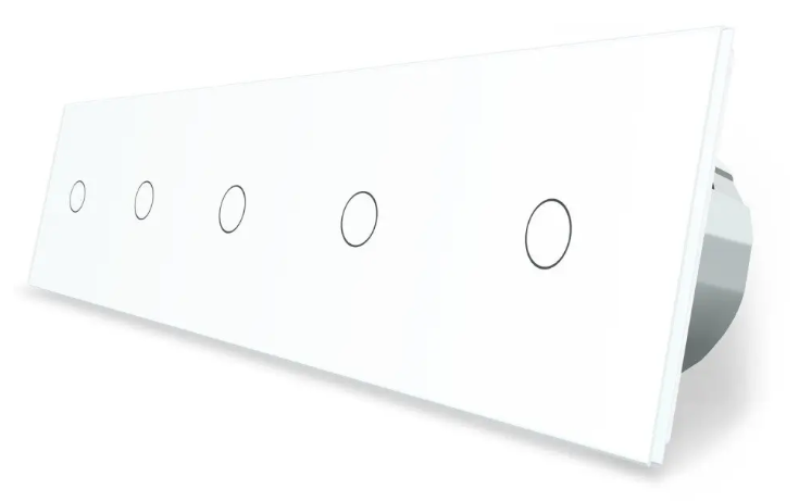 Фото Сенсорний вимикач 5 сенсорів 1-1-1-1-1 біле скло Livolo