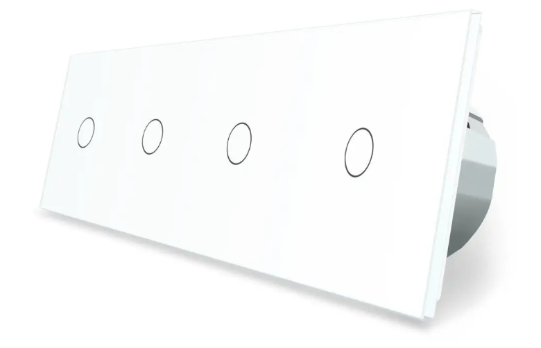 Фото Сенсорний вимикач 4 сенсора 1-1-1-1 біле скло Livolo