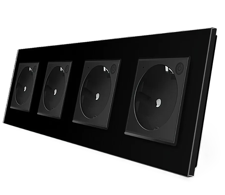 Фото Чотиримісна розумна розетка ZigBee із заземленням чорний Livolo