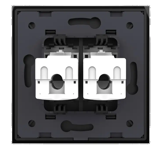 Фото 4 Розетка комп'ютерна подвійна RJ-45 чорне скло Livolo