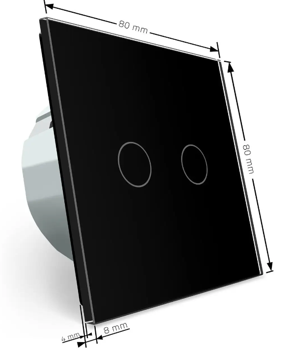 Фото 4 Сенсорний вимикач 2 сенсори чорне скло Livolo