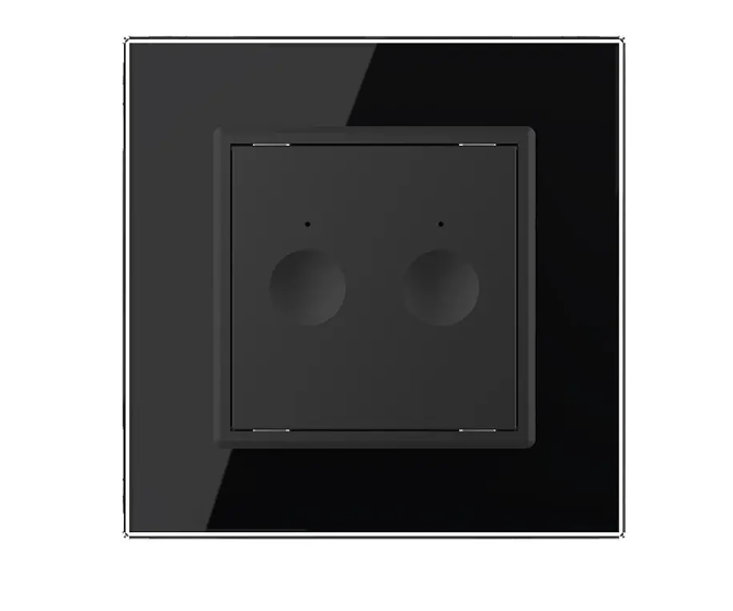 Фото Сенсорный проходной выключатель Sense 2 сенсора черное стекло Livolo