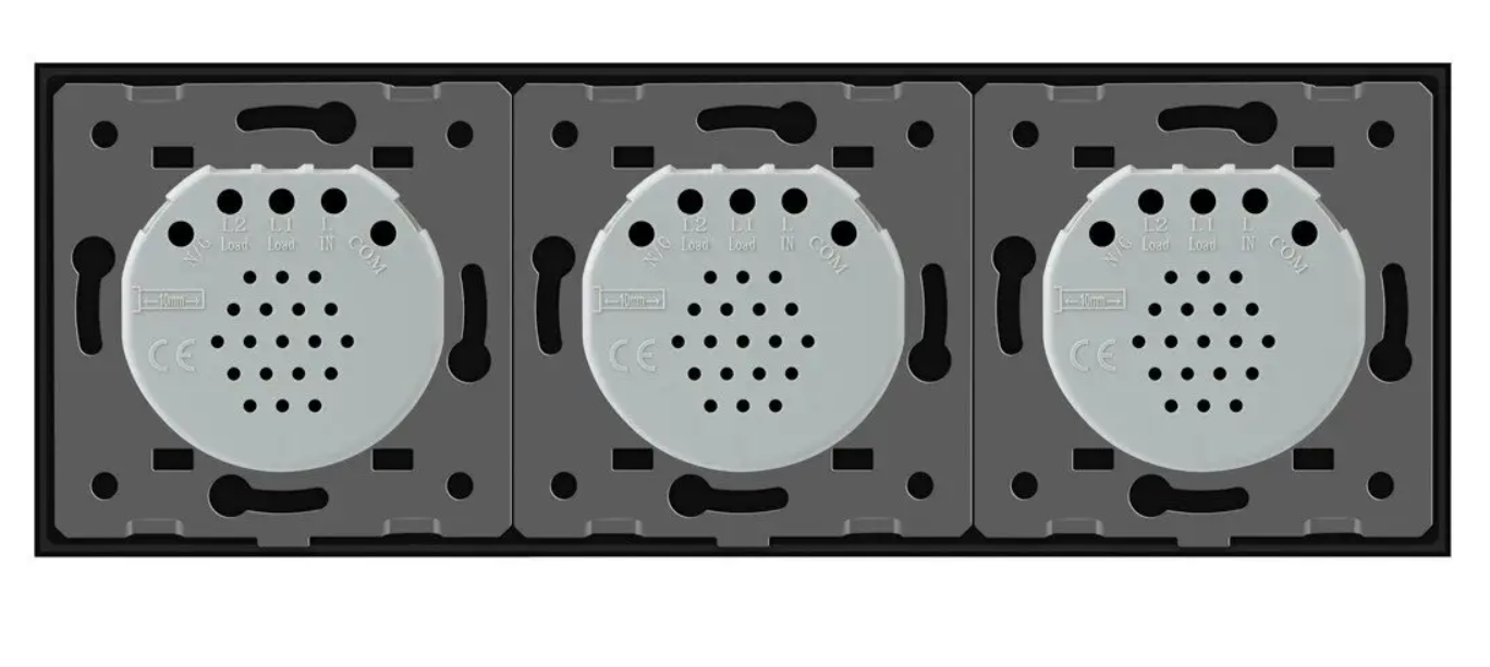 Фото 3 Сенсорний вимикач 3 сенсора 1-1-1 чорне скло Livolo