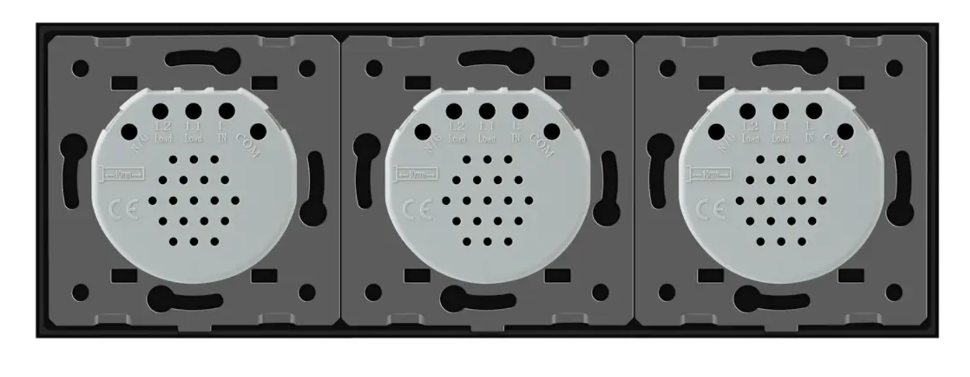 Фото 4 Розумний сенсорний прохідний вимикач ZigBee 6 сенсорів 2-2-2 чорне скло Livolo