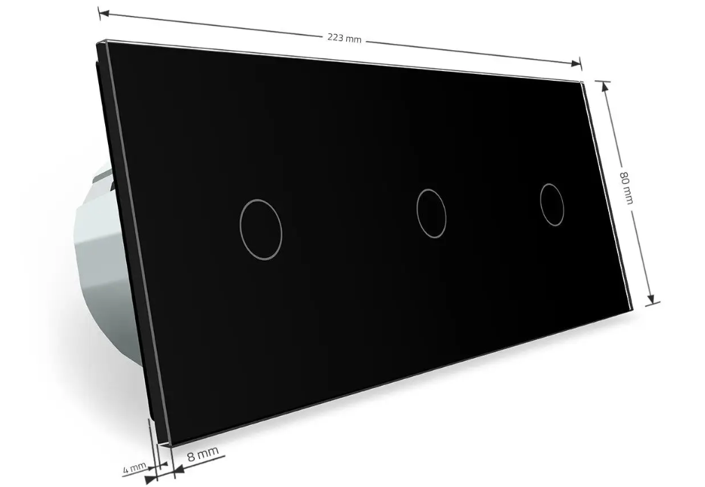 Фото 4 Сенсорний вимикач 3 сенсора 1-1-1 чорне скло Livolo