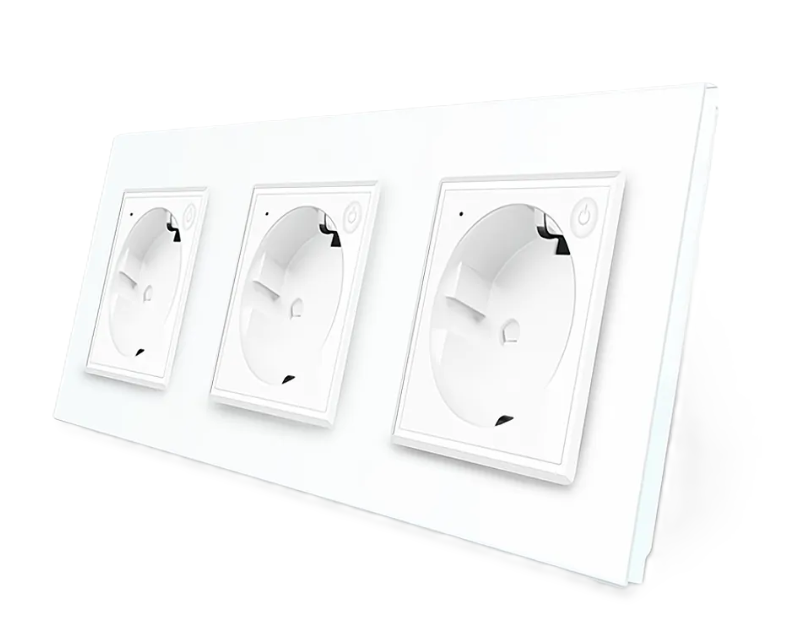 Фото Тримісна розумна розетка ZigBee із заземленням білий Livolo
