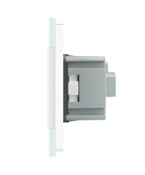 Фото 3 Сенсорний прохідний перехресний вимикач 1 сенсор 2 розетки біле скло Livolo