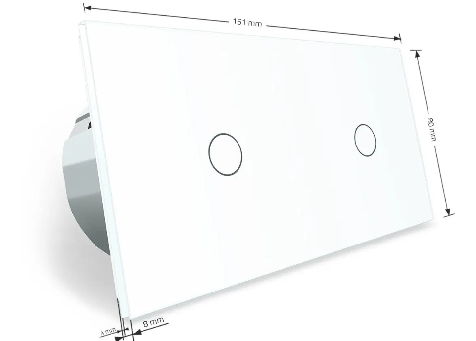 Фото 4 Сенсорный диммер 2 сенсора 1-1 белое стекло Livolo