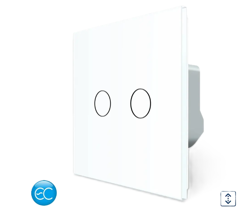 Фото Умный сенсорный выключатель для роллет белое стекло Livolo