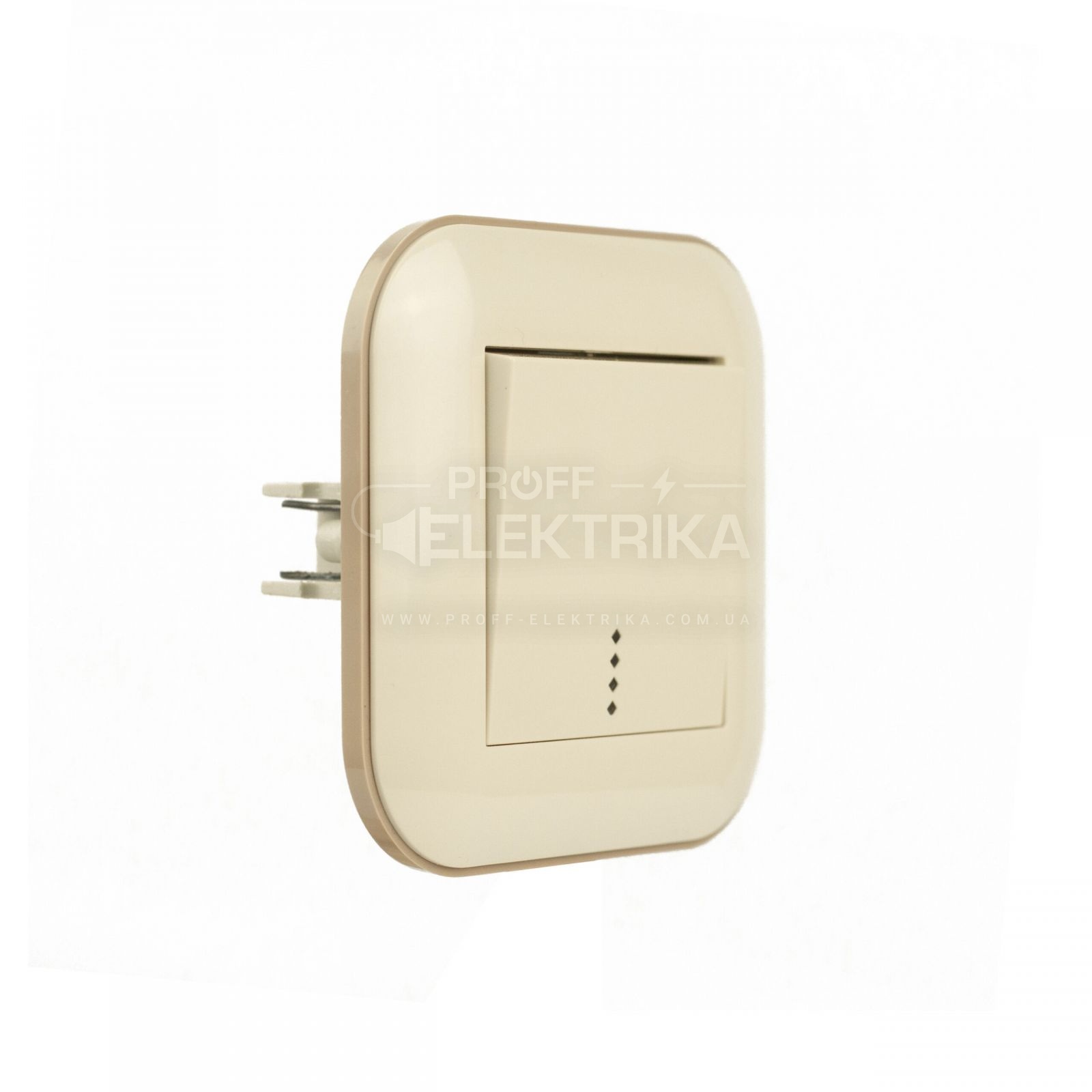 Фото 3 Выключатель одноклавишный с подсветкой Кремовый крафтовый LOFT