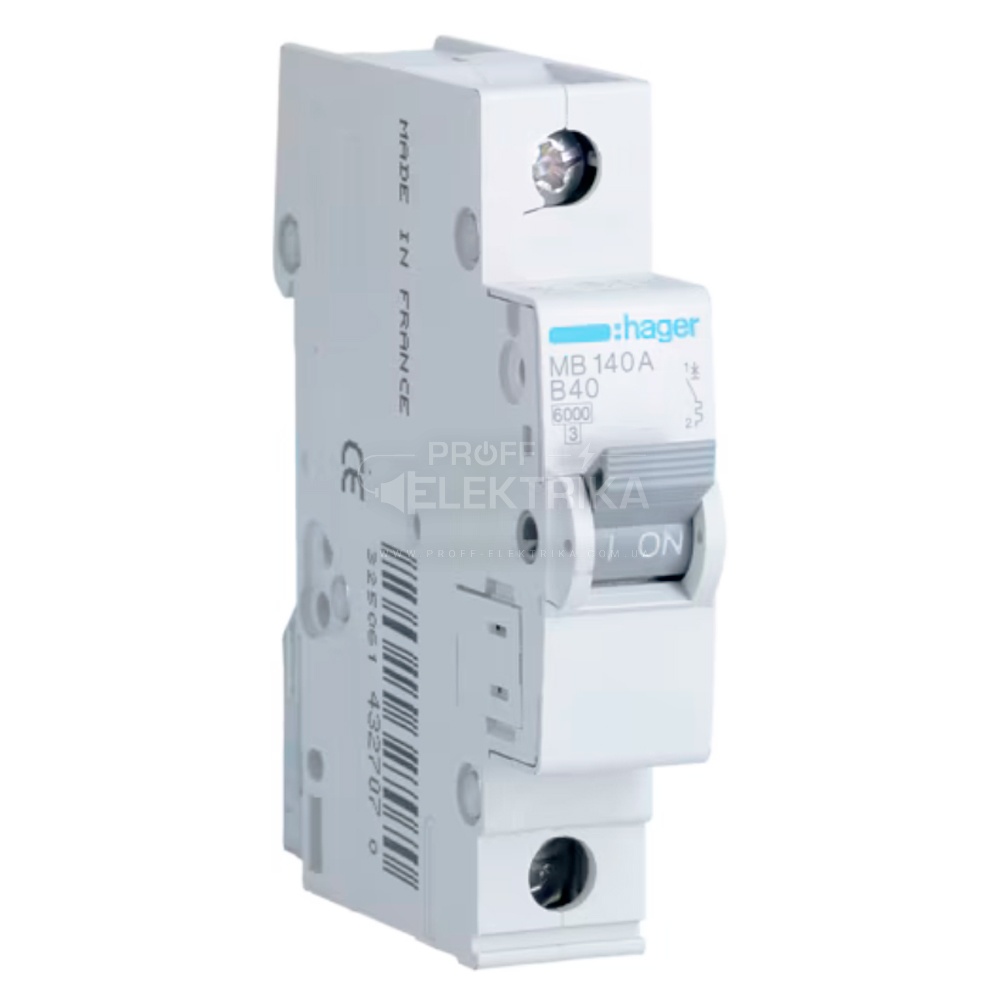 Фото Автоматичний вимикач HAGER MB140A 1P 40A 6кА B