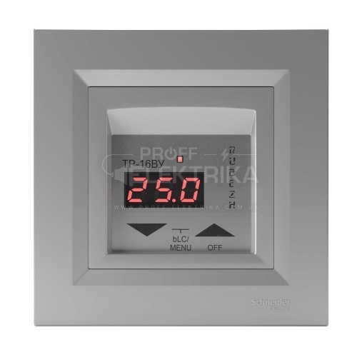 Фото Терморегулятор Rubezh ТР-16ВУм для теплої підлоги рамка Schneider Asfora алюміній 16А 220В