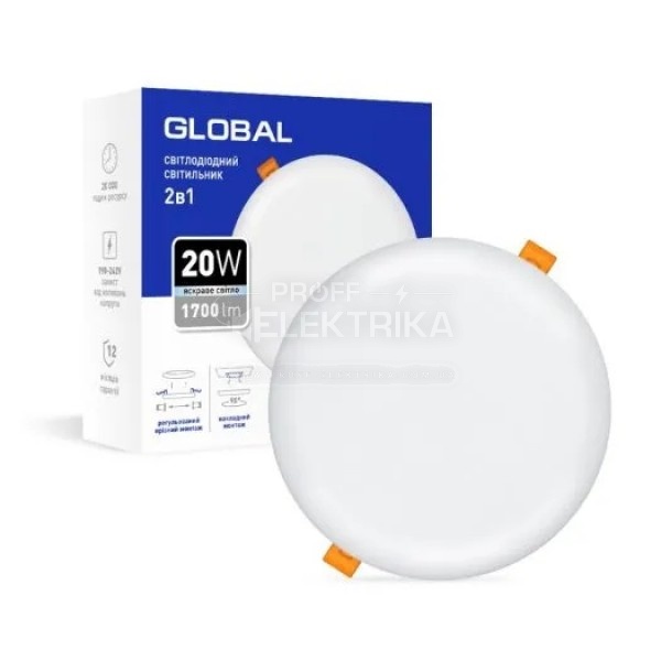 Фото Світильник коло LED врізний 20W 4100К SP 2in1 Global