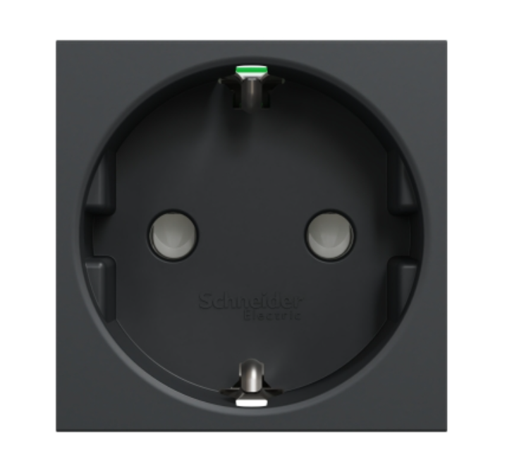 Фото 5 Розетка с заземлением и шторками 16А самозажимные клеммы антрацит UNICA NEW Schneider Electric