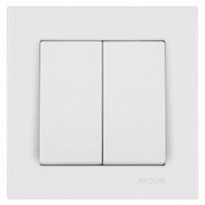 Фото Выключатель двоклавишный Белый MODA