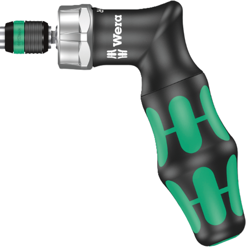 Фото Ручка-бітоутримувач пістолетної форми з тріскачкою та магазином для бітів WERA KRAFTFORM KOMPAKT PISTOL RA 05051030001