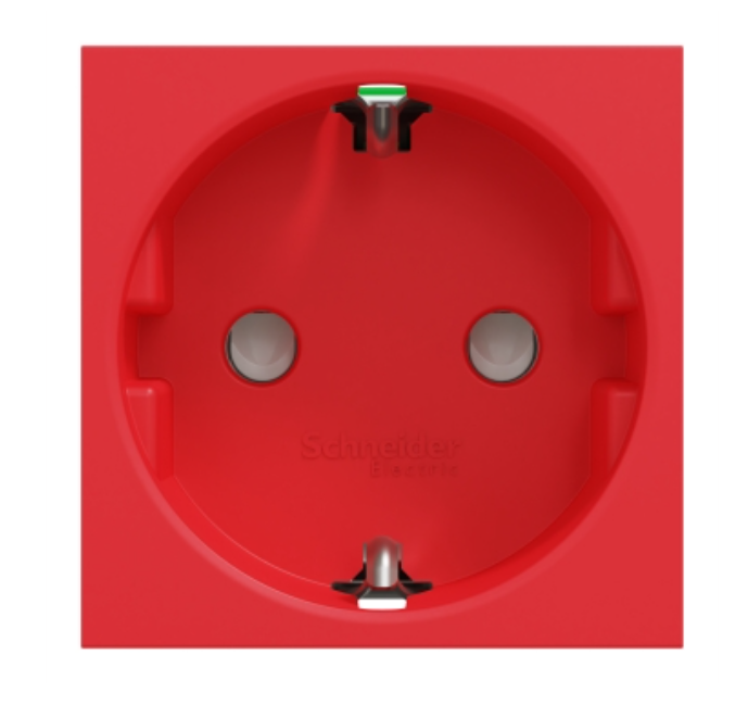 Фото 2 Розетка с заземлением и шторками 16А самозажимные клеммы красный UNICA NEW Schneider Electric