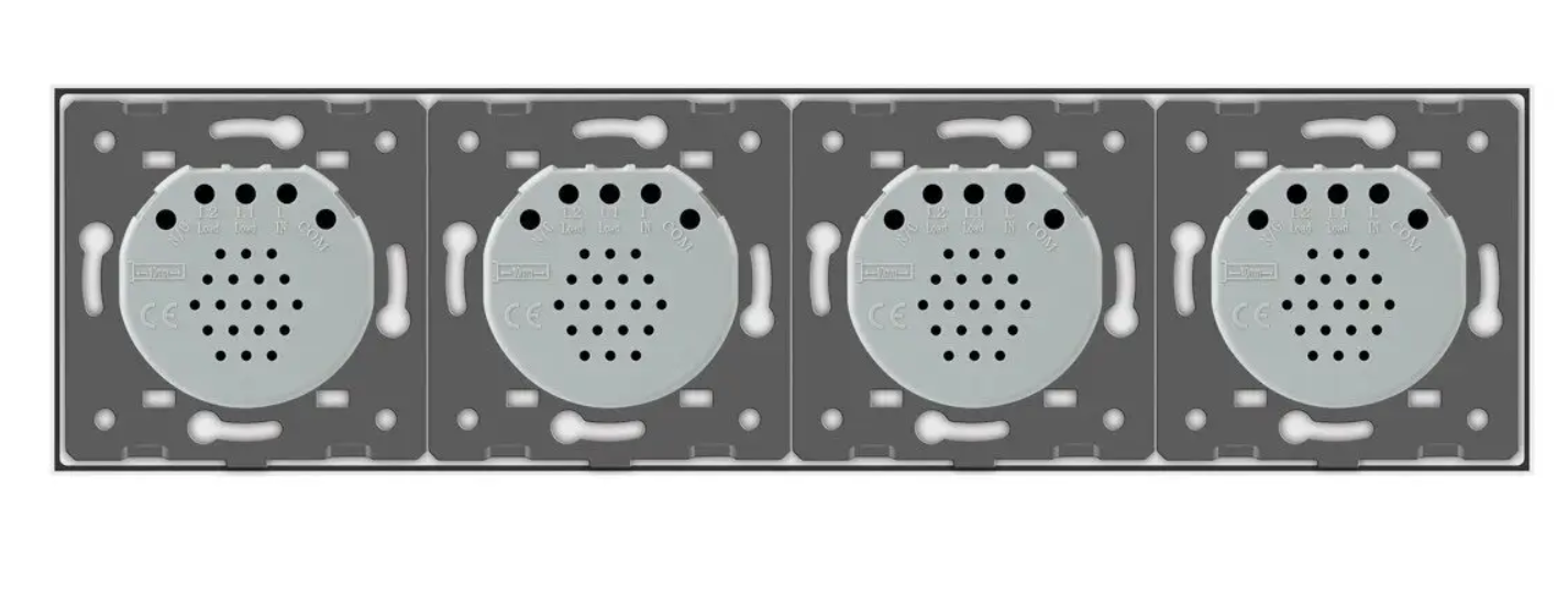 Фото 4 Сенсорний вимикач 4 сенсора 1-1-1-1 біле скло Livolo