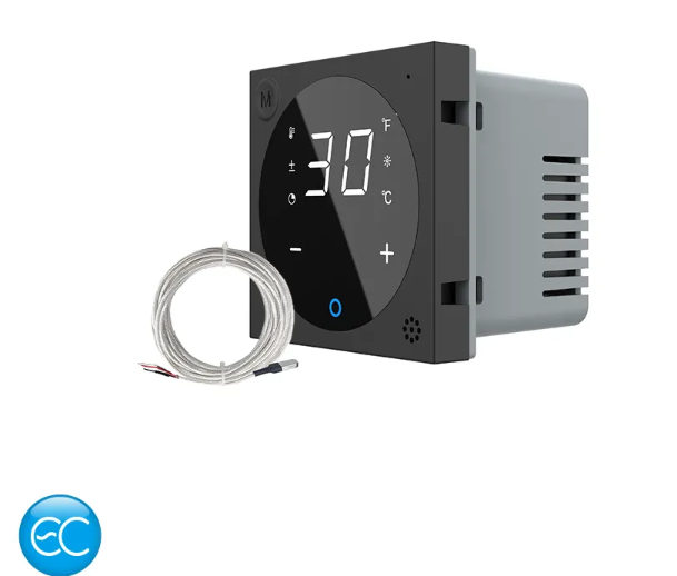 Фото Механізм розумний програмований терморегулятор із зовнішнім датчиком температури для теплої підлоги чорний Livolo