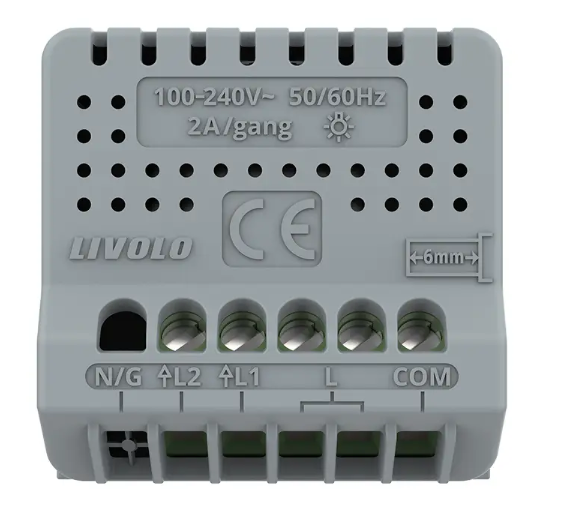 Фото 4 Механизм сенсорный проходной/перекрестный выключатель Sense 2 сенсора белый Livolo