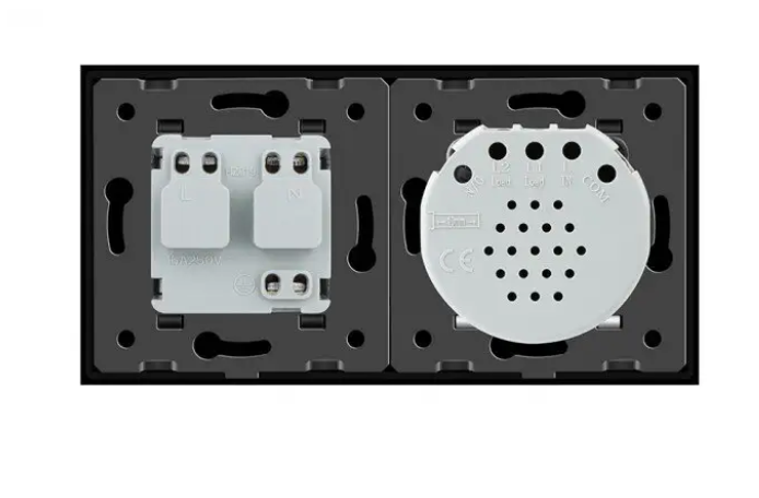 Фото 3 Сенсорний димер 1 сенсор 1 розетка чорне скло Livolo