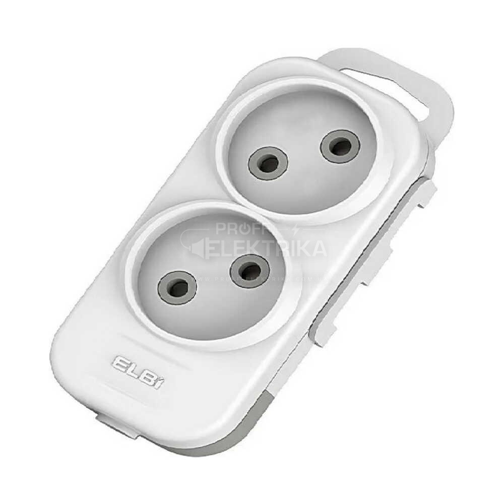 Фото Колодка EL-BI 2 гнізда без заземлення зі шторками Myra 527-010200-200