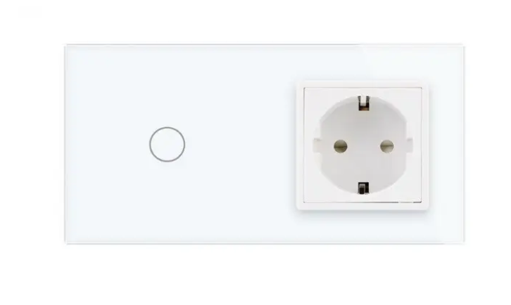 Фото Сенсорный диммер 1 сенсор 1 розетка белое стекло Livolo